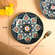 VON CASA Ceramic Mandala Navy Blue Round Platter