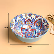 VON CASA Ceramic Mandala Light Blue Round Serving Bowl Set Of 2