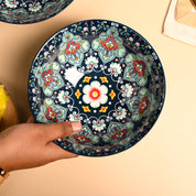 VON CASA Ceramic Mandala Navy Blue Round Serving Bowl Set Of 2