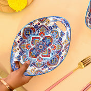 VON CASA Ceramic Mandala Light Blue Long Dish