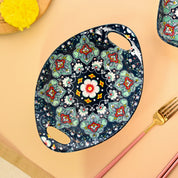 VON CASA Ceramic Mandala Navy Blue Long Dish