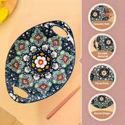 VON CASA Ceramic Mandala Navy Blue Long Dish
