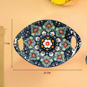 VON CASA Ceramic Mandala Navy Blue Long Dish