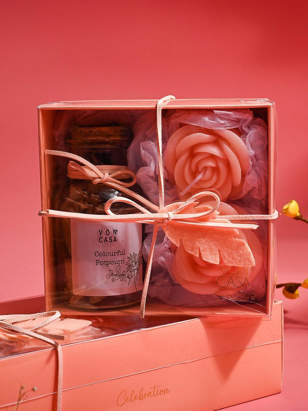 Orange Flower Candles & Potpourri Set