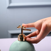 Ceramic Teal Green Round Soap Dispenser - Embossed Glossy Finish