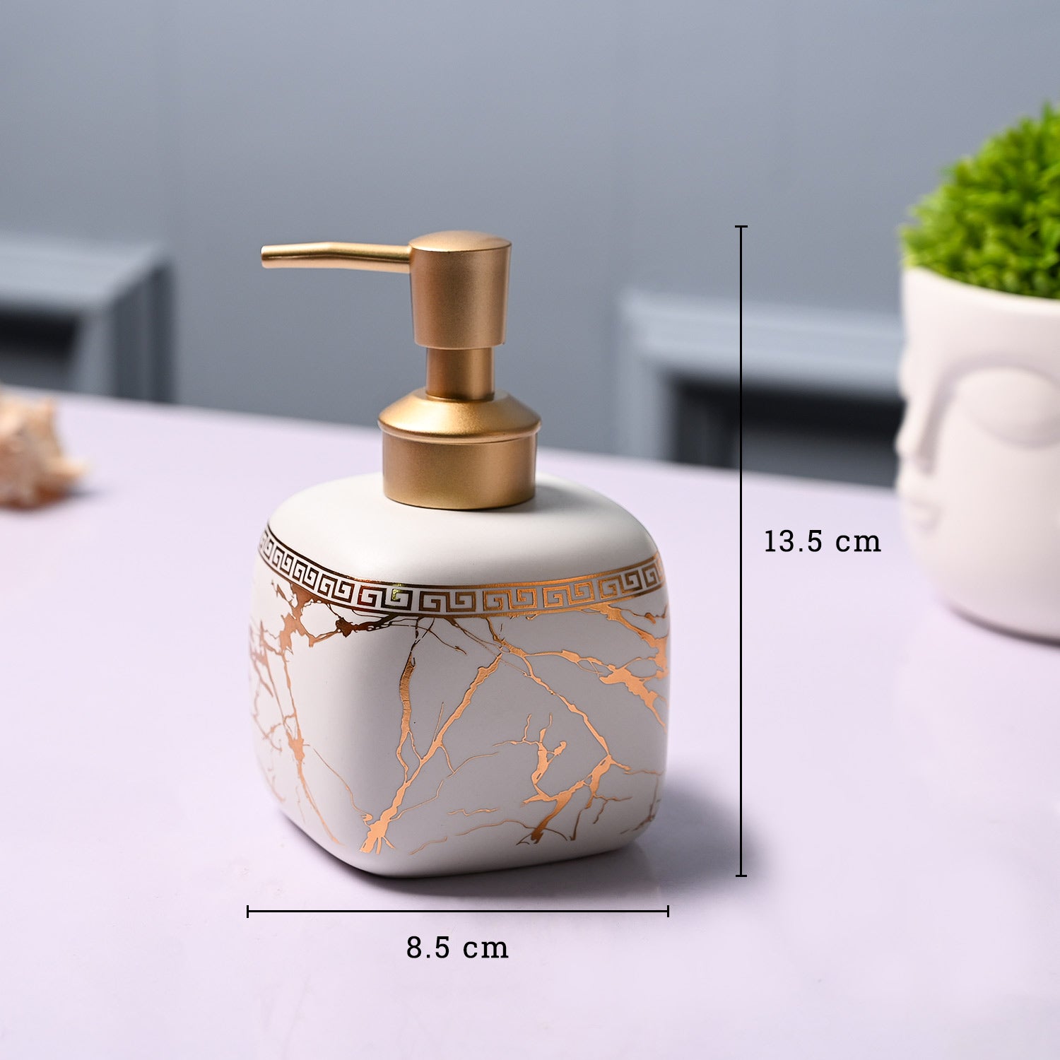 Ceramic Off White Cylindrical Soap Dispenser - Static Glossy Finish