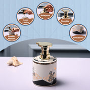 Ceramic Off White Cylindrical Soap Dispenser - Print Design Glossy Finish