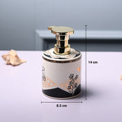 Ceramic Off White Cylindrical Soap Dispenser - Print Design Glossy Finish