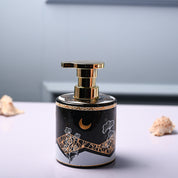 Ceramic Black Cylindrical Soap Dispenser - Print Design Glossy Finish