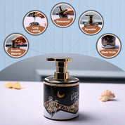 Ceramic Black Cylindrical Soap Dispenser - Print Design Glossy Finish