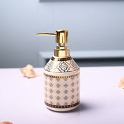 Ceramic Off White Cylindrical Soap Dispenser - Geometrical Glossy