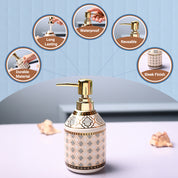 Ceramic Off White Cylindrical Soap Dispenser - Geometrical Glossy