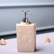 Ceramic Cream Rectangle Soap Dispenser - Happy Day Print Matte Finish