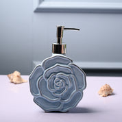 Ceramic Blue Rose Shaped Soap Dispenser - Flower Design Matte Finish