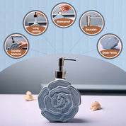 Ceramic Blue Rose Shaped Soap Dispenser - Flower Design Matte Finish