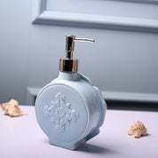 Ceramic Blue Rose Shaped Soap Dispenser - Flower Design Matte Finish
