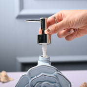 Ceramic Blue Rose Shaped Soap Dispenser - Flower Design Matte Finish