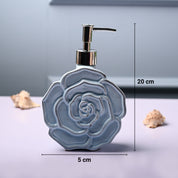 Ceramic Blue Rose Shaped Soap Dispenser - Flower Design Matte Finish