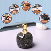 Ceramic Black Cylindrical Soap Dispenser - Glossy Finish
