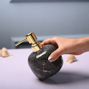 Ceramic Black Cylindrical Soap Dispenser - Glossy Finish