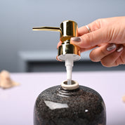 Ceramic Black Cylindrical Soap Dispenser - Glossy Finish
