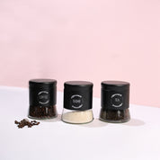 Black Coffee, Tea & Sugar Jar Set Of 3, Each 600mL