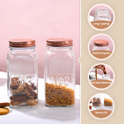 Pack Of 2 Glass Jar Set, 1500mL Each