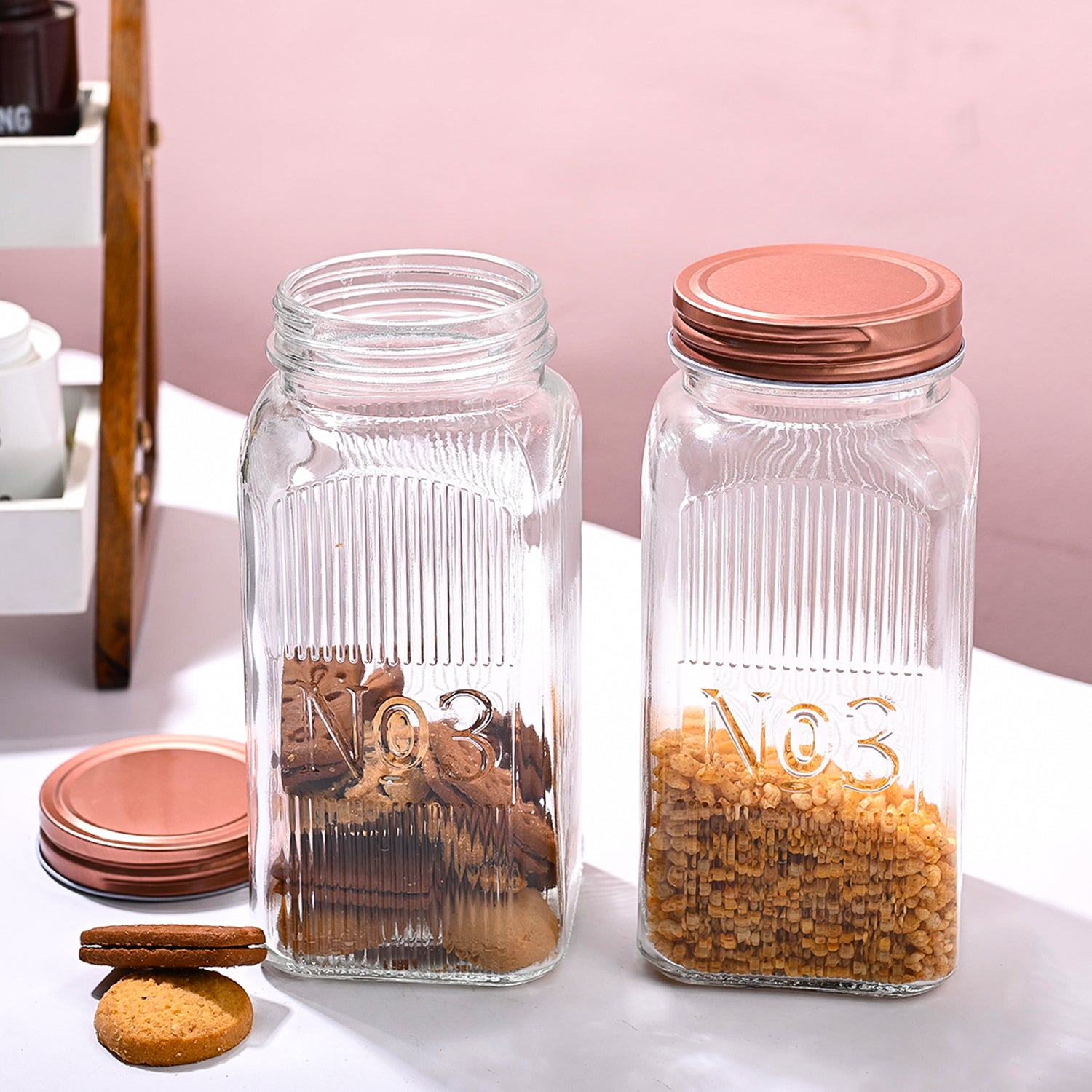 Pack Of 2 Glass Jar Set, 1500mL Each