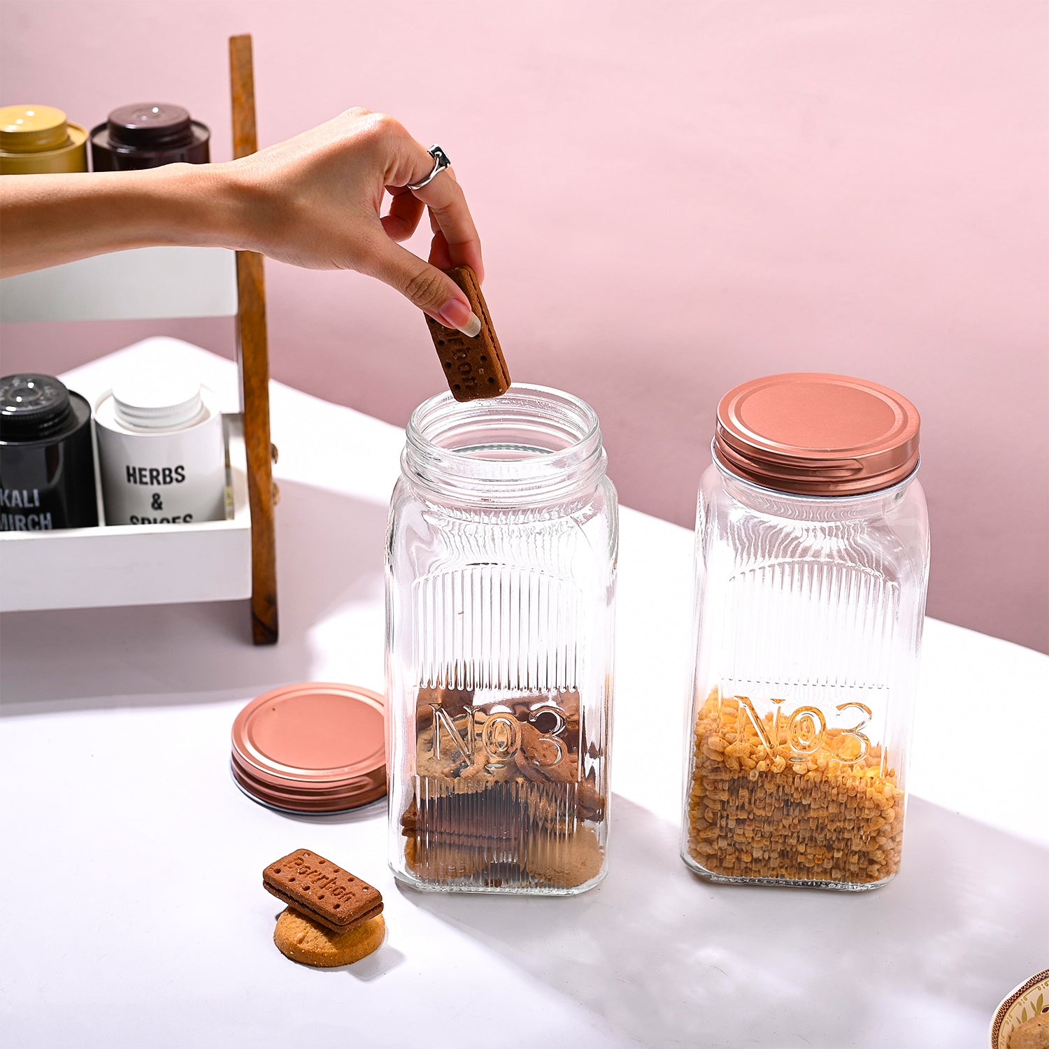 Pack Of 2 Glass Jar Set, 1500mL Each