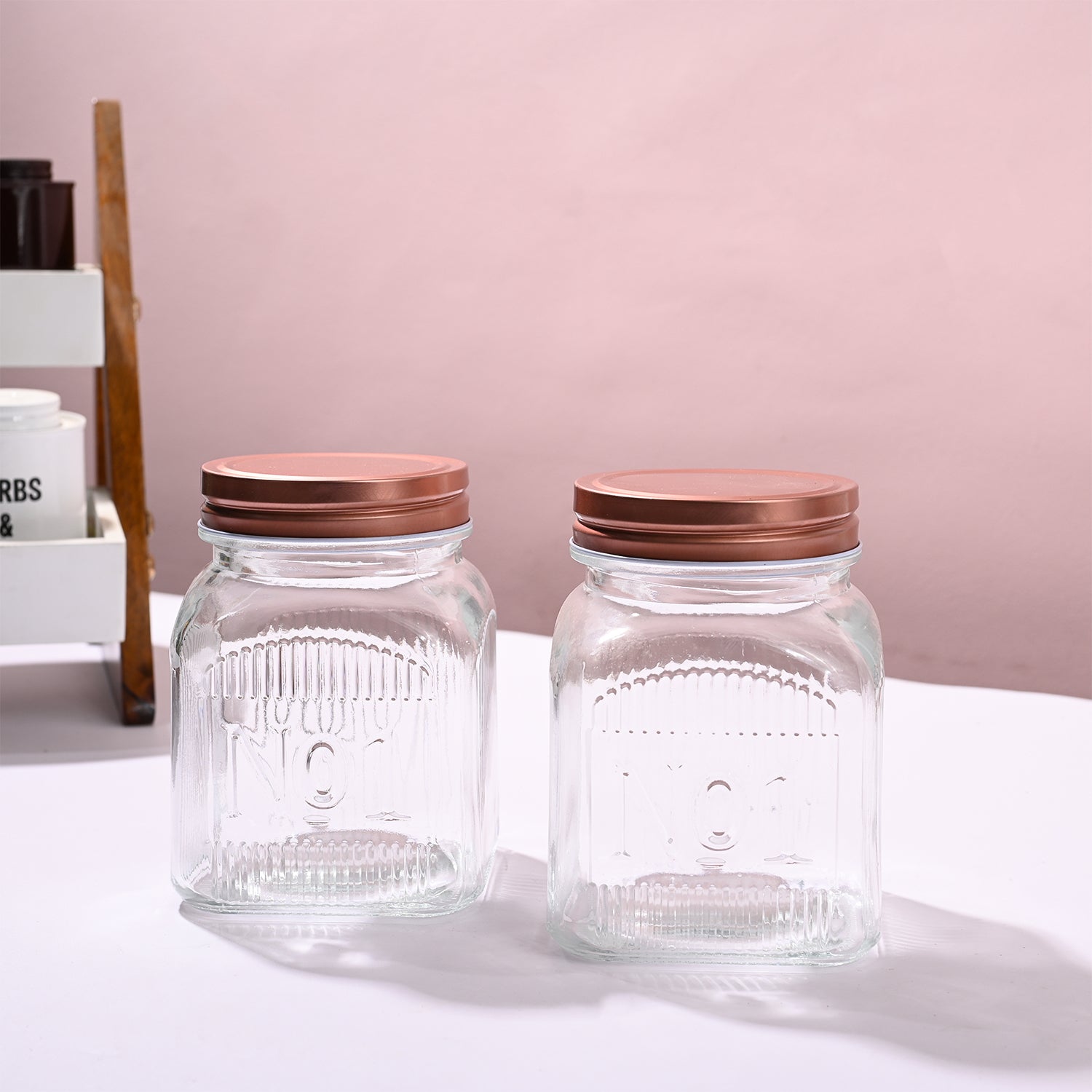 Pack Of 2 Glass Jar Set, 900mL Each