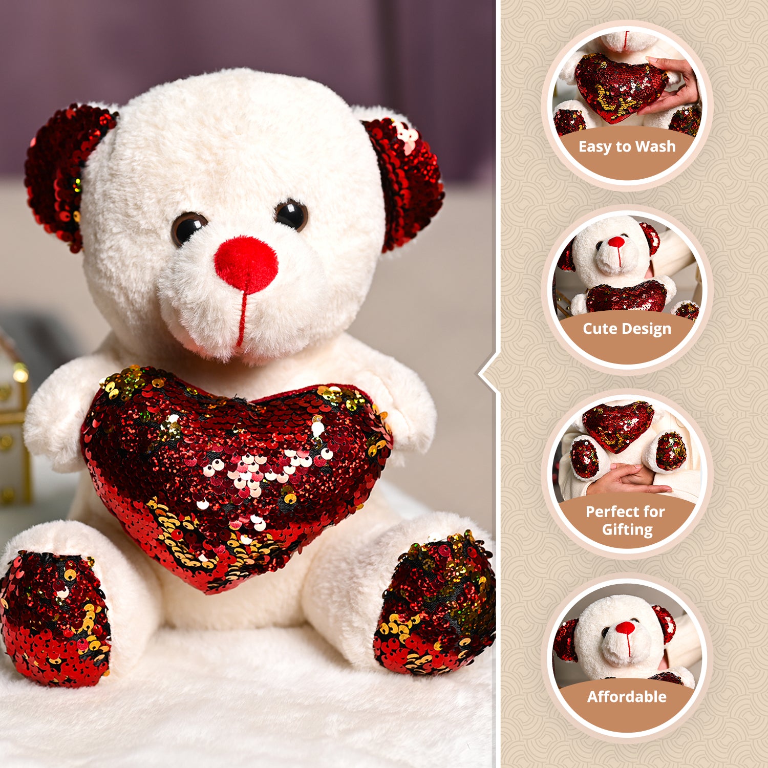 Smart Teddy Bear With Red Heart