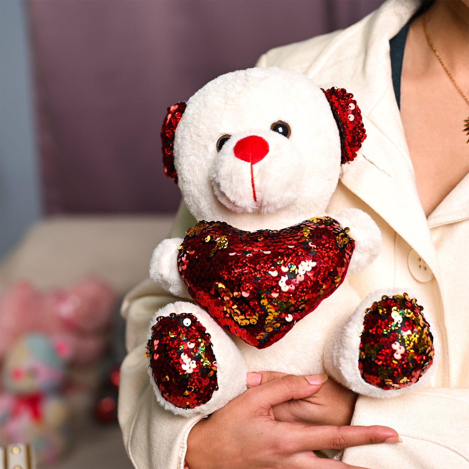 Smart Teddy Bear With Red Heart