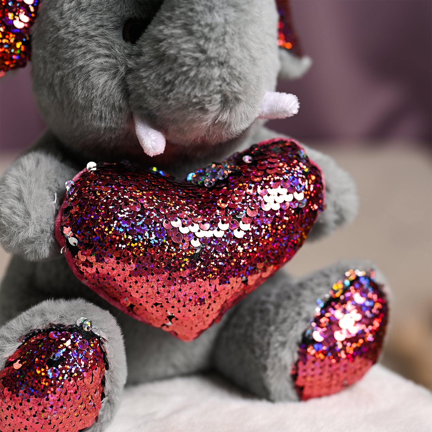 Plush Elephant Toy With Red Heart