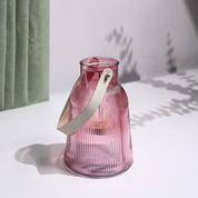 VON CASA Purple Cylindrical Glass T-Light Holder