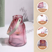 VON CASA Purple Cylindrical Glass T-Light Holder