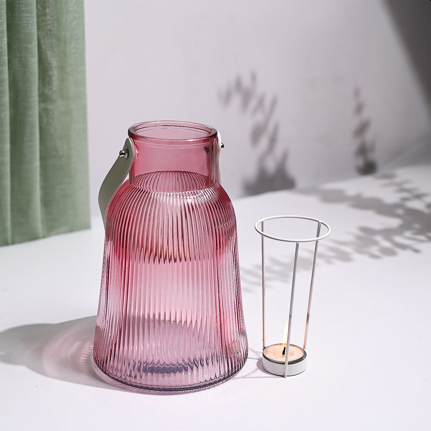VON CASA Purple Cylindrical Glass T-Light Holder