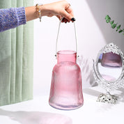 VON CASA Purple Cylindrical Glass T-Light Holder