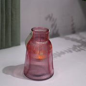 VON CASA Purple Cylindrical Glass T-Light Holder