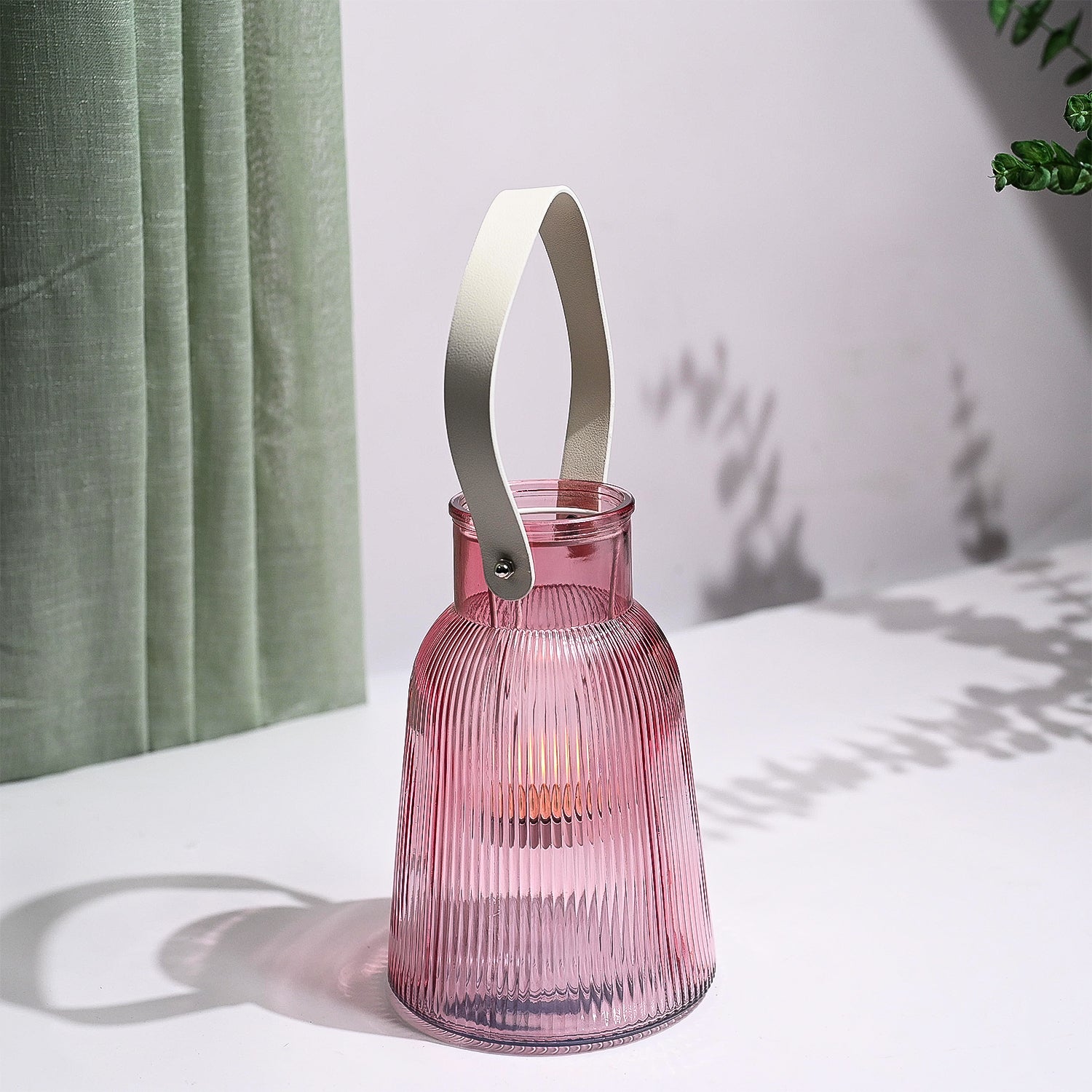 VON CASA Purple Cylindrical Glass T-Light Holder