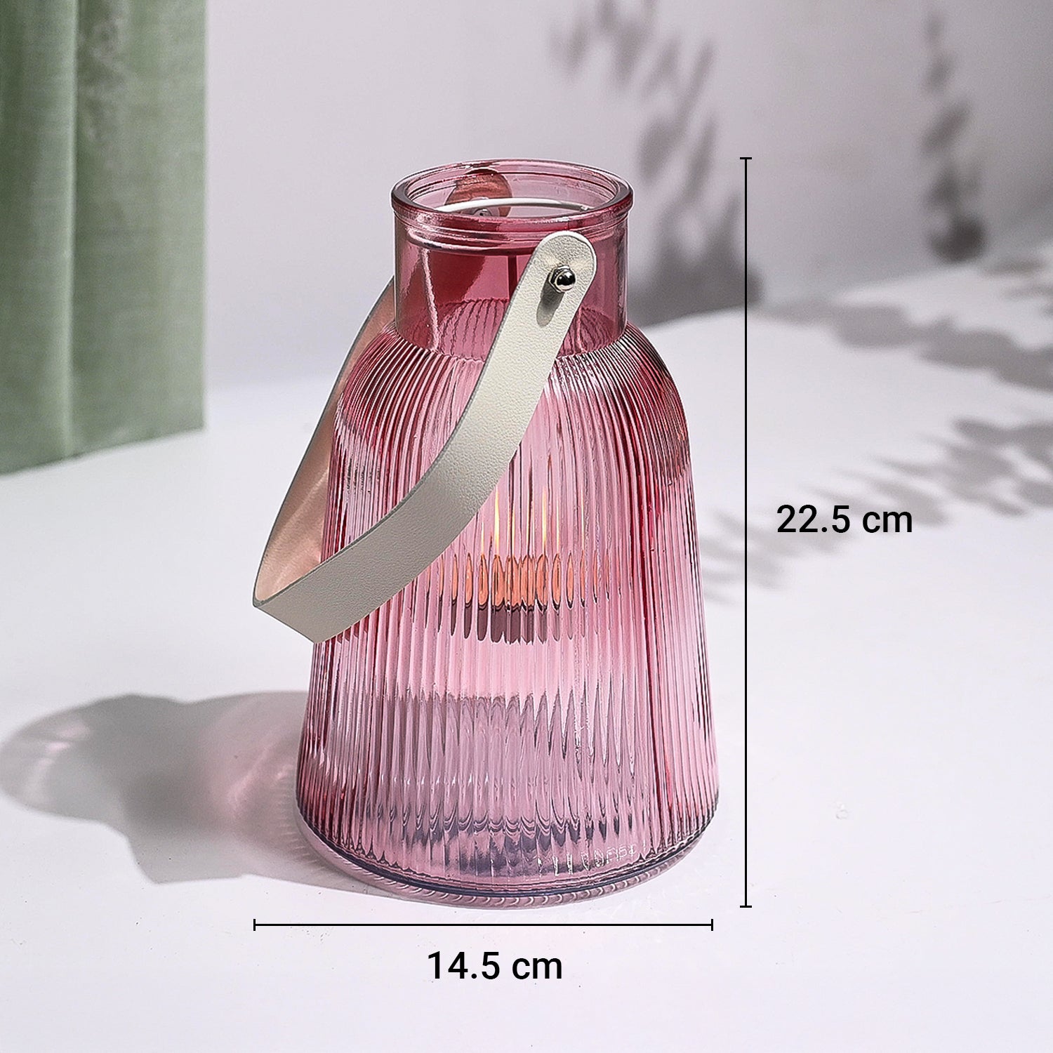 VON CASA Purple Cylindrical Glass T-Light Holder