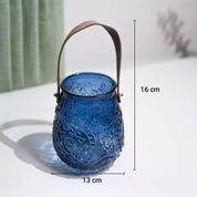VON CASA Blue Cylindrical Glass T-Light Holder