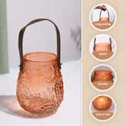 VON CASA Orange Cylindrical Glass T-Light Holder
