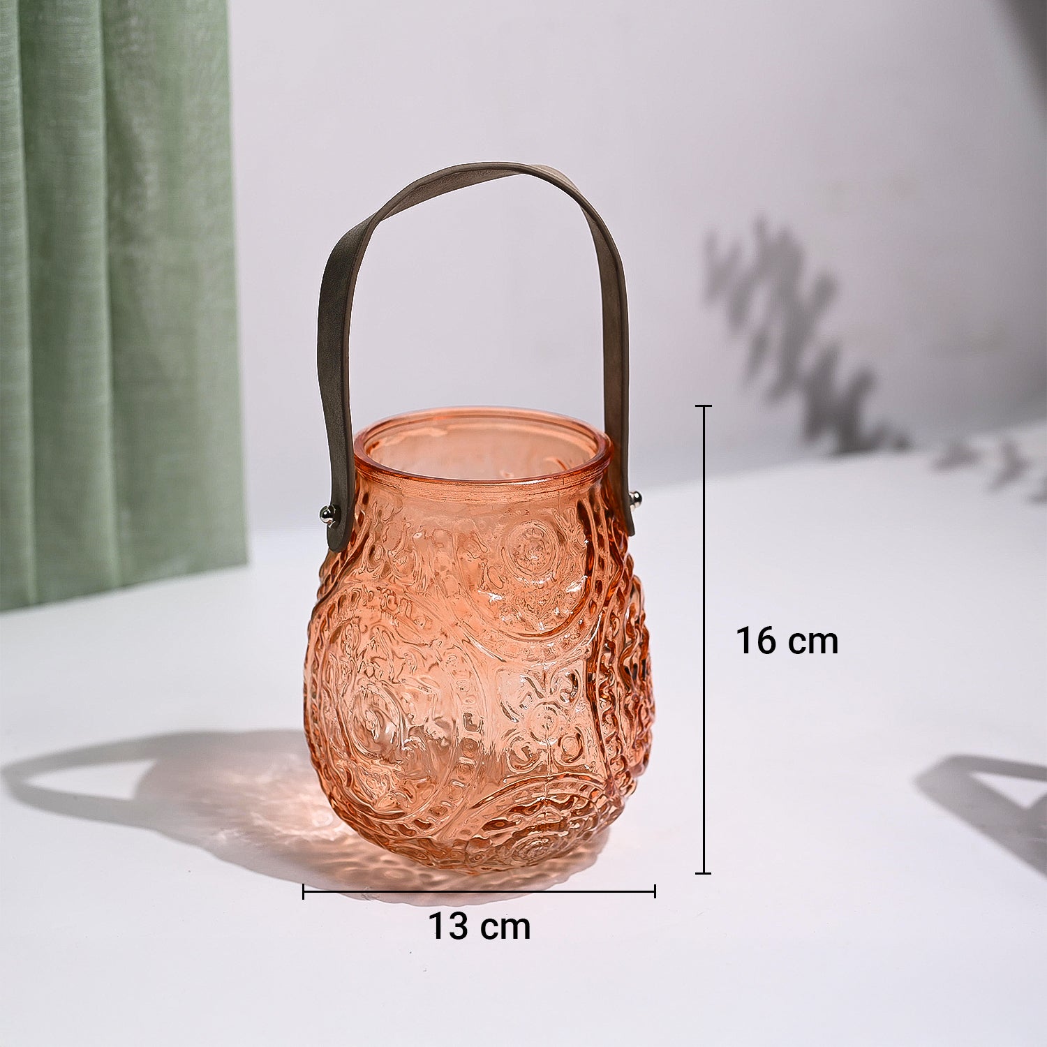 VON CASA Orange Cylindrical Glass T-Light Holder
