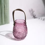 VON CASA Purple Cylindrical Glass T-Light Holder