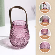 VON CASA Purple Cylindrical Glass T-Light Holder