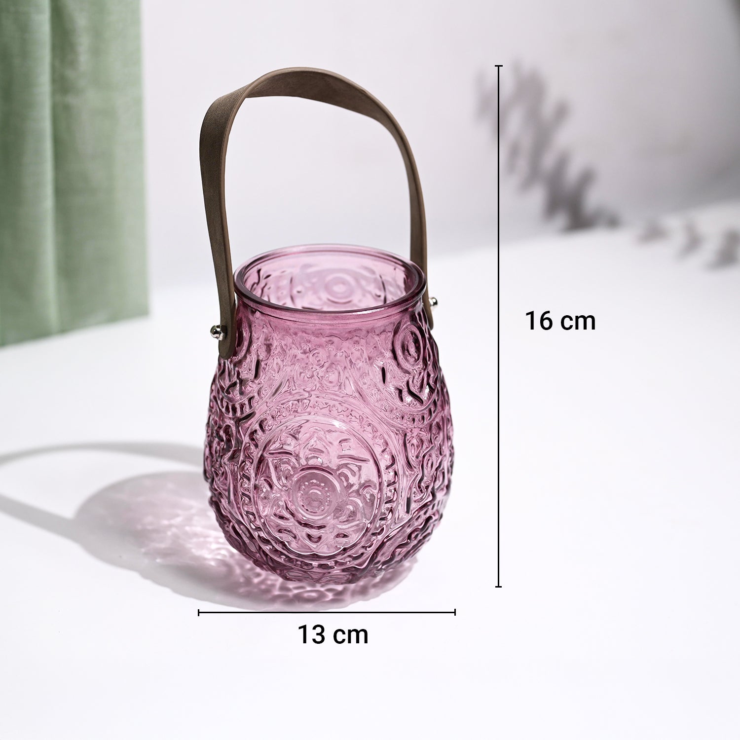 VON CASA Purple Cylindrical Glass T-Light Holder