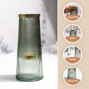 VON CASA Teal & Green Cone Glass T-Light Holder