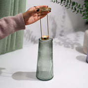 VON CASA Teal & Green Cone Glass T-Light Holder