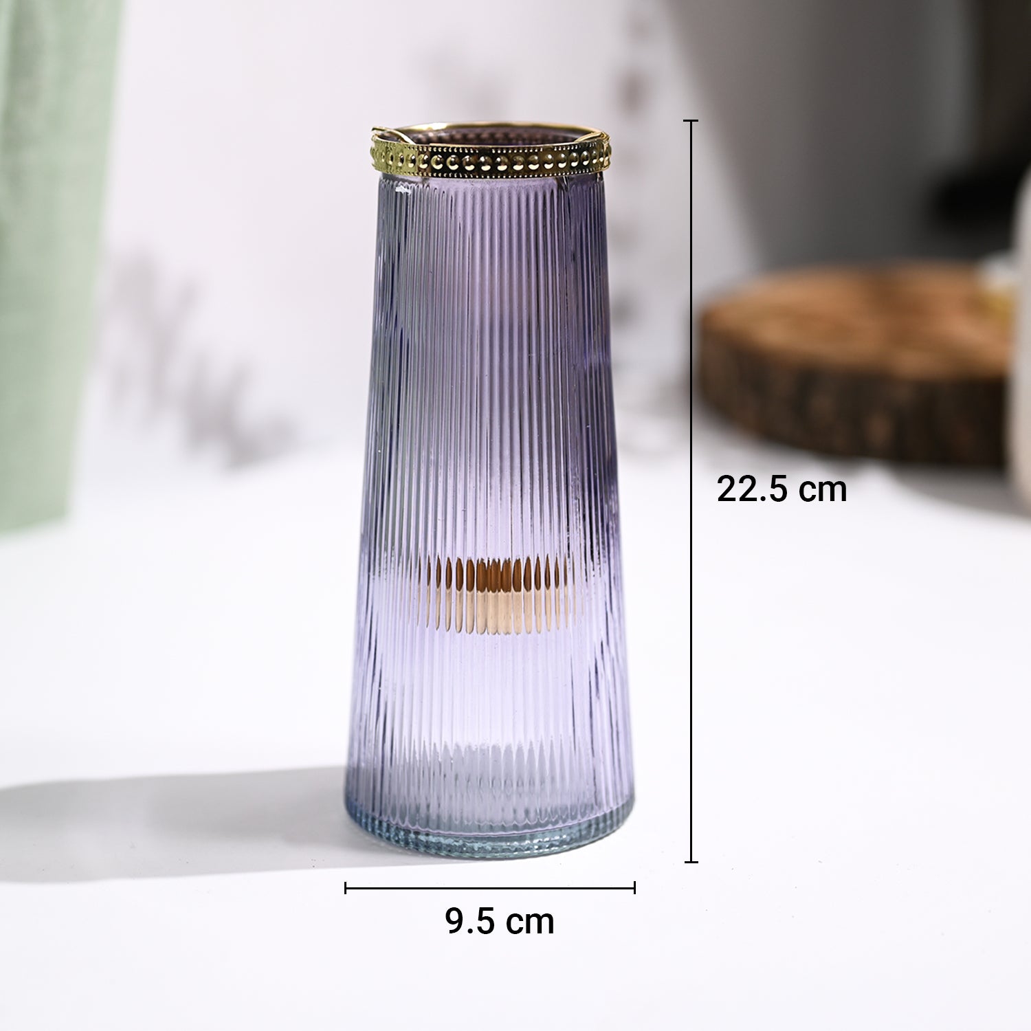 VON CASA Purple Cone Glass T-Light Holder