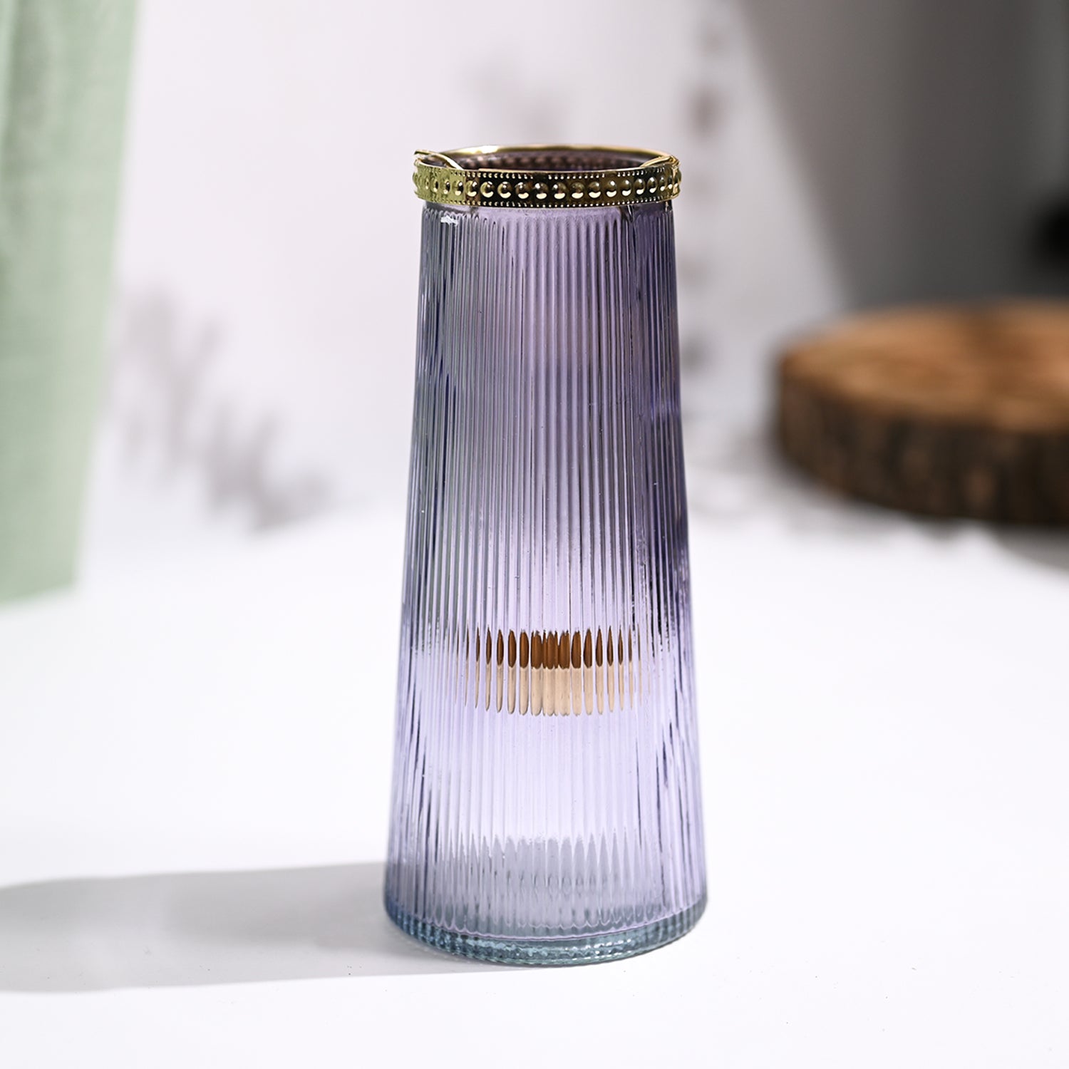 VON CASA Purple Cone Glass T-Light Holder